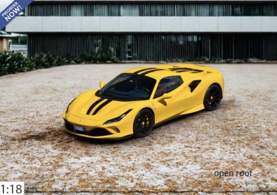 Ferrari F8 Tributo spider giallo modena with black stripes