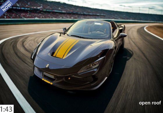Ferrari F8 Tributo spider nero ds - cons striscia giallo Modena