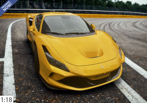 Ferrari F8 Tributo giallo tristrato con freni neri
