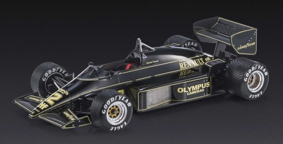 LOTUS - F1 97T RENAULT TURBO TEAM LOTUS JPS N 12 POLE POSITION FASTEST LAP AND WINNER PORTUGAL GP (with pilot figure) 1985 AYRTON SENNA - BLACK GOLD