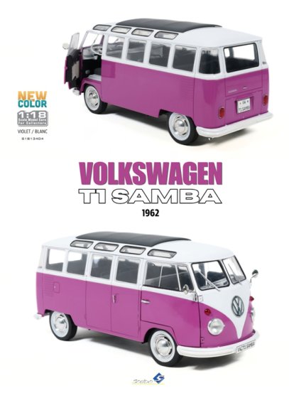 VOLKSWAGEN - T1 SAMBA MINIBUS 1962 - PURPLE WHITE